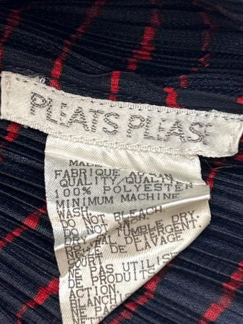 PLEATS PLEASE（プリーツプリーズ）PLEATS PLEASE (プリーツプリーズ) 長袖ブラウス ネイビー×レッド サイズ:3の古着・服飾アイテム