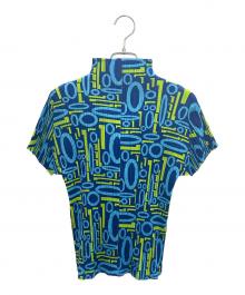 PLEATS PLEASE（プリーツプリーズ）の古着「ハイネックカットソー」｜ブルー×グリーン