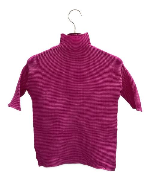 ISSEY MIYAKE PLEATS（イッセイミヤケ プリーツ）ISSEY MIYAKE PLEATS (イッセイミヤケ プリーツ) ハイネックカットソー ショッキングピンク サイズ:3の古着・服飾アイテム
