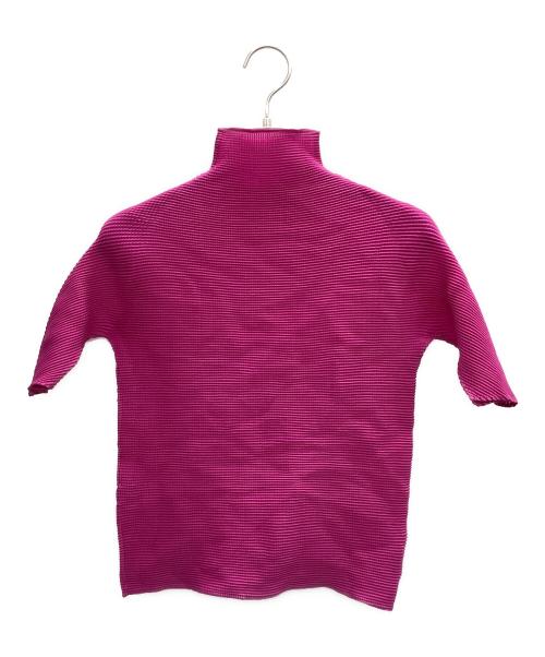 ISSEY MIYAKE PLEATS（イッセイミヤケ プリーツ）ISSEY MIYAKE PLEATS (イッセイミヤケ プリーツ) ハイネックカットソー ショッキングピンク サイズ:3の古着・服飾アイテム