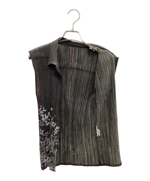 PLEATS PLEASE（プリーツプリーズ）PLEATS PLEASE (プリーツプリーズ) プリーツノースリーブブラウス ブラック サイズ:3の古着・服飾アイテム