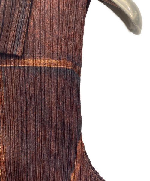 PLEATS PLEASE（プリーツプリーズ）PLEATS PLEASE (プリーツプリーズ) ジップアップベスト ブラウン サイズ:3の古着・服飾アイテム