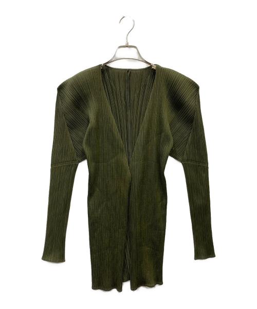 PLEATS PLEASE（プリーツプリーズ）PLEATS PLEASE (プリーツプリーズ) 薄手カーディガン グリーン サイズ:3の古着・服飾アイテム