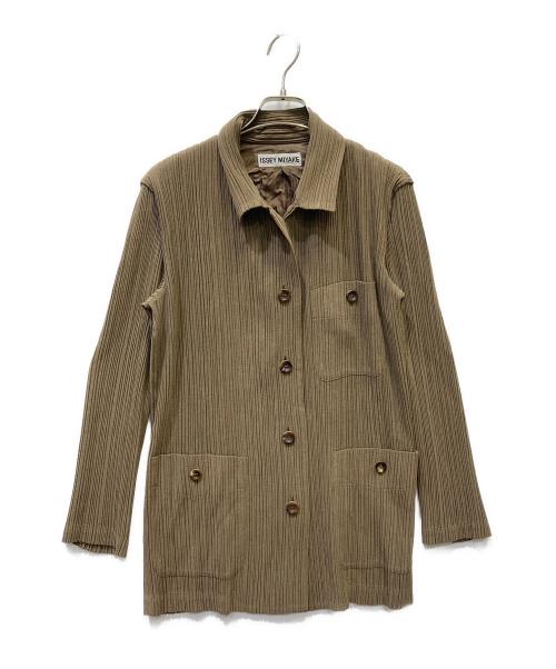 ISSEY MIYAKE（イッセイミヤケ）ISSEY MIYAKE (イッセイミヤケ) プリーツジャケット ブラウン サイズ:2の古着・服飾アイテム