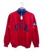 POLO RALPH LAURENポロ・ラルフローレン）の古着「ハーフジップスウェット」｜レッド×ネイビー