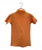ISSEY MIYAKE PLEATSイッセイミヤケ プリーツ）の古着「半袖カットソー」｜オレンジ