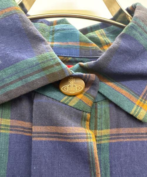 Vivienne Westwood RED LABEL（ヴィヴィアンウエストウッドレッドレーベル）Vivienne Westwood RED LABEL (ヴィヴィアンウエストウッドレッドレーベル) 半袖ワンピース ブルー×グリーン サイズ:Mの古着・服飾アイテム