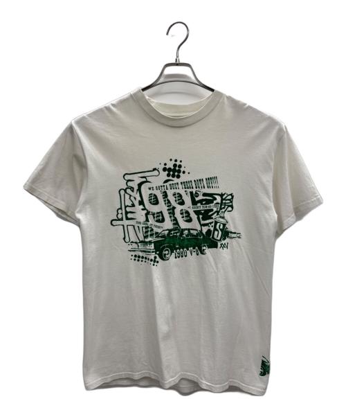 stussy（ステューシー）stussy (ステューシー) 半袖カットソー ホワイト×グリーン サイズ:Mの古着・服飾アイテム