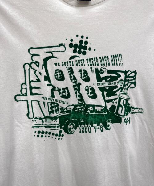 stussy（ステューシー）stussy (ステューシー) 半袖カットソー ホワイト×グリーン サイズ:Mの古着・服飾アイテム