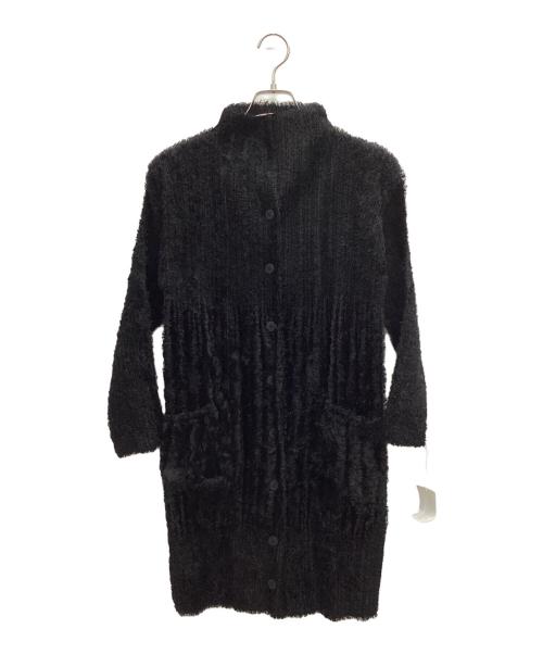 PLEATS PLEASE（プリーツプリーズ）PLEATS PLEASE (プリーツプリーズ) シャギーニットジャケット ブラック サイズ:3の古着・服飾アイテム