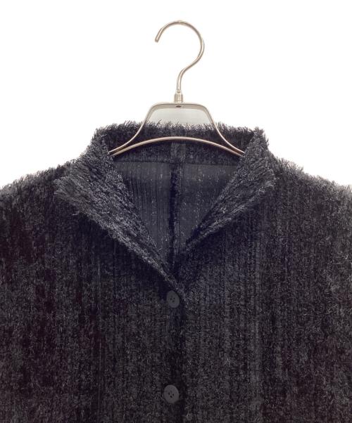 PLEATS PLEASE（プリーツプリーズ）PLEATS PLEASE (プリーツプリーズ) シャギーニットジャケット ブラック サイズ:3の古着・服飾アイテム