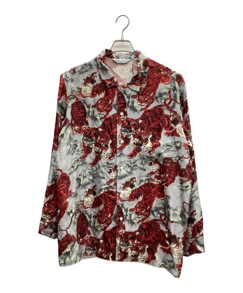 NIPOALOHA（二ポアロハ）NIPOALOHA (二ポアロハ) SILK LONG SLEEVE ALOHA SHIRT(百虎) グレー サイズ:4の古着・服飾アイテム