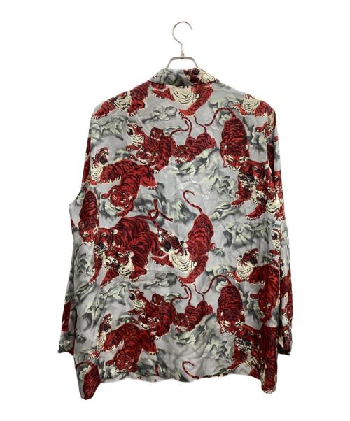 NIPOALOHA（二ポアロハ）NIPOALOHA (二ポアロハ) SILK LONG SLEEVE ALOHA SHIRT(百虎) グレー サイズ:4の古着・服飾アイテム