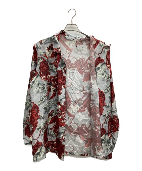 NIPOALOHA（二ポアロハ）NIPOALOHA (二ポアロハ) SILK LONG SLEEVE ALOHA SHIRT(百虎) グレー サイズ:4の古着・服飾アイテム
