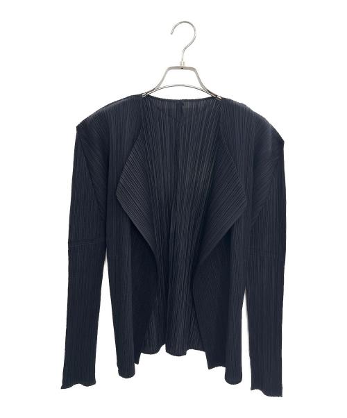 PLEATS PLEASE（プリーツプリーズ）PLEATS PLEASE (プリーツプリーズ) プリーツ加工カーディガン ネイビー サイズ:4の古着・服飾アイテム