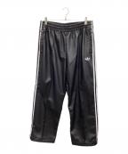 adidas×JEREMY SCOTTアディダス×ジェレミー スコット）の古着「フェイクレザーワイドパンツ」｜ブラック×ホワイト