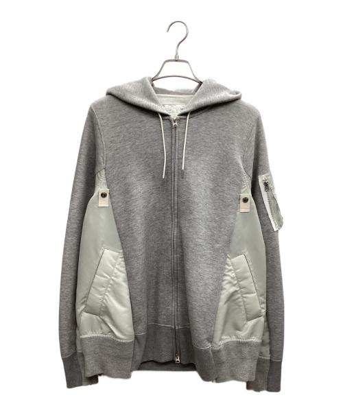 sacai（サカイ）sacai (サカイ) Sponge Sweat x Nylon Twill Hoodie グレー サイズ:3の古着・服飾アイテム