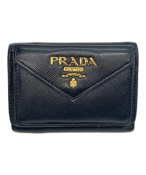 PRADA（プラダ）PRADA (プラダ) 3つ折り財布 ブラックの古着・服飾アイテム