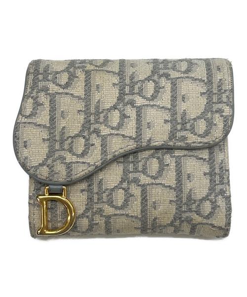 Christian Dior（クリスチャン ディオール）Christian Dior (クリスチャン ディオール) ロータスウォレット ベージュ×グレーの古着・服飾アイテム