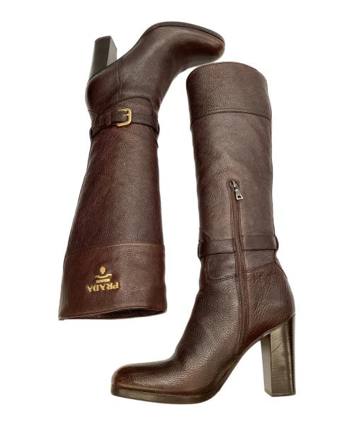 PRADA（プラダ）PRADA (プラダ) ロングブーツ ブラウン サイズ:38の古着・服飾アイテム