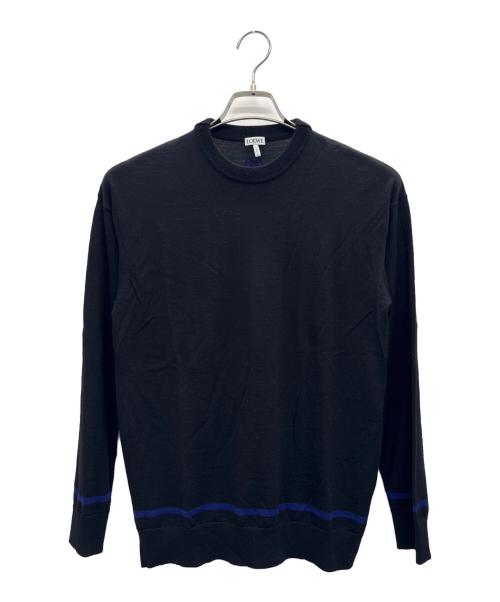 LOEWE（ロエベ）LOEWE (ロエベ) アナグラム刺繍ウールニット ブラック×パープル サイズ:XSの古着・服飾アイテム