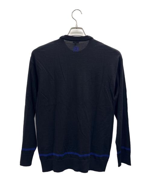 LOEWE（ロエベ）LOEWE (ロエベ) アナグラム刺繍ウールニット ブラック×パープル サイズ:XSの古着・服飾アイテム