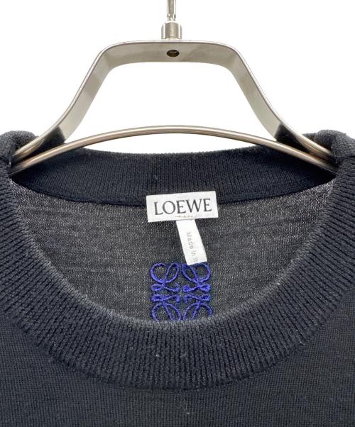 LOEWE（ロエベ）LOEWE (ロエベ) アナグラム刺繍ウールニット ブラック×パープル サイズ:XSの古着・服飾アイテム