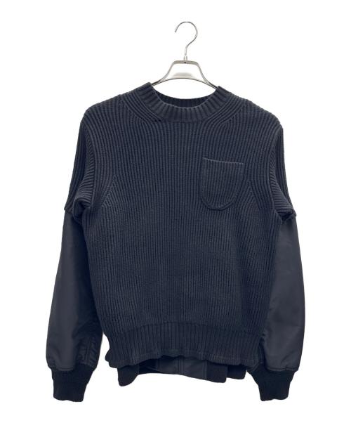 sacai（サカイ）sacai (サカイ) ナイロンツイル ドッキングニット ブラック サイズ:1の古着・服飾アイテム