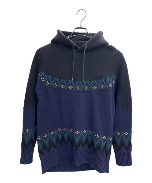 sacai（サカイ）sacai (サカイ) sacai(サカイ) ニットパーカー ネイビー サイズ:1の古着・服飾アイテム