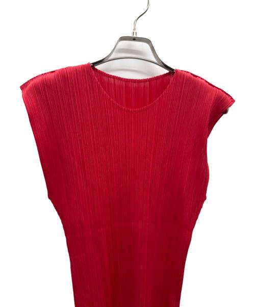 PLEATS PLEASE（プリーツプリーズ）PLEATS PLEASE (プリーツプリーズ) ノースリーブカットソー レッド サイズ:3の古着・服飾アイテム