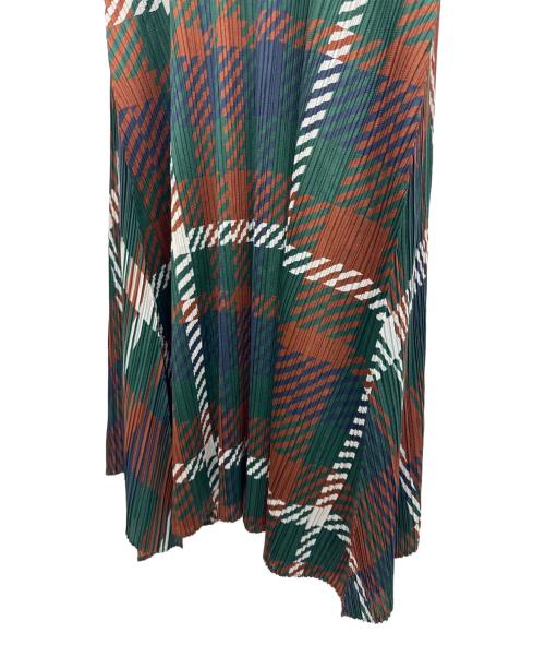 PLEATS PLEASE（プリーツプリーズ）PLEATS PLEASE (プリーツプリーズ) ノースリーブワンピース グリーン×ブラウン サイズ:2の古着・服飾アイテム