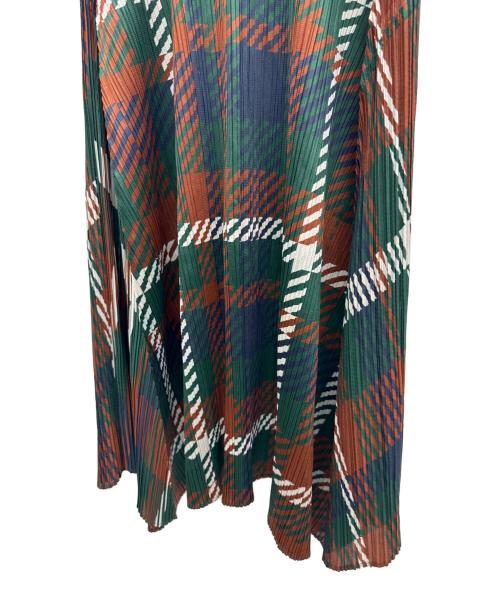 PLEATS PLEASE（プリーツプリーズ）PLEATS PLEASE (プリーツプリーズ) ノースリーブワンピース グリーン×ブラウン サイズ:2の古着・服飾アイテム