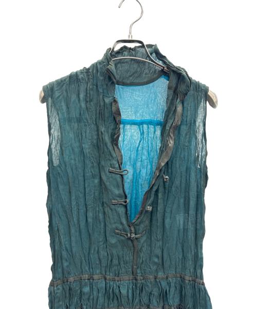 ISSEY MIYAKE FETE（イッセイミヤケフェット）ISSEY MIYAKE FETE (イッセイミヤケフェット) ノースリーブワンピース グリーン×ブルー サイズ:3の古着・服飾アイテム