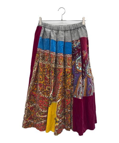 COMME des GARCONS（コムデギャルソン）COMME des GARCONS (コムデギャルソン) パッチワークペイズリースカート グレー×レッド サイズ:FREEの古着・服飾アイテム