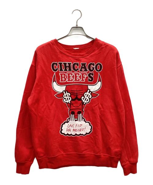 CHICAGO BEEFS（シカゴ ビーフス）CHICAGO BEEFS (シカゴ ビーフス) クルーネックスウェット レッド サイズ:表記なしの古着・服飾アイテム