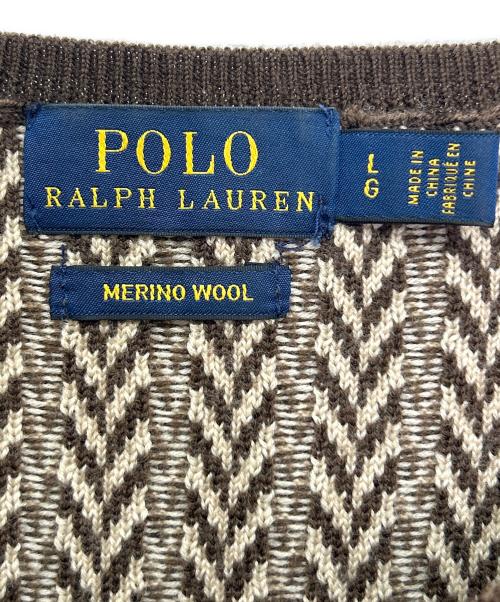 POLO RALPH LAUREN（ポロ・ラルフローレン）POLO RALPH LAUREN (ポロ・ラルフローレン) ニットセットアップ ベージュ×ブラウン サイズ:LGの古着・服飾アイテム