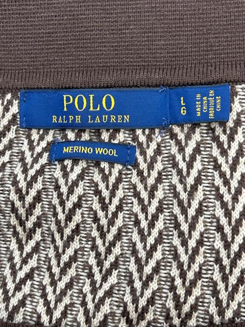 POLO RALPH LAUREN（ポロ・ラルフローレン）POLO RALPH LAUREN (ポロ・ラルフローレン) ニットセットアップ ベージュ×ブラウン サイズ:LGの古着・服飾アイテム