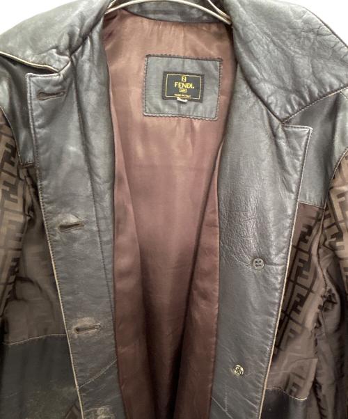 FENDI（フェンディ）FENDI (フェンディ) レザーコート ブラウン サイズ:40の古着・服飾アイテム