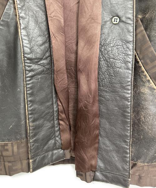 FENDI（フェンディ）FENDI (フェンディ) レザーコート ブラウン サイズ:40の古着・服飾アイテム