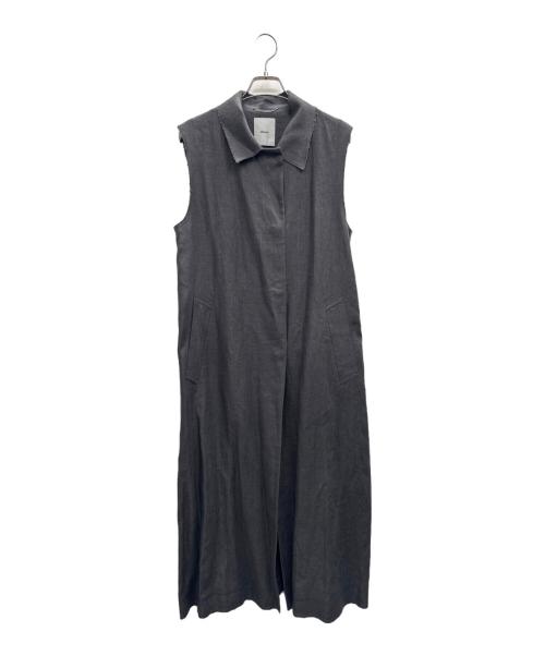 ebure（エブール）ebure (エブール) ミディアムリネン ジレ グレー サイズ:36の古着・服飾アイテム