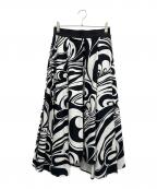ADOREアドーア）の古着「モノトーンフラワープリントスカート」｜ホワイト×ブラック