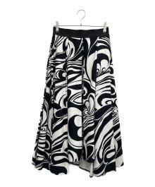 ADORE（アドーア）の古着「モノトーンフラワープリントスカート」｜ホワイト×ブラック