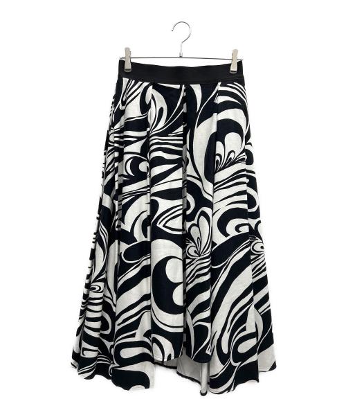 ADORE（アドーア）ADORE (アドーア) モノトーンフラワープリントスカート ホワイト×ブラック サイズ:38の古着・服飾アイテム
