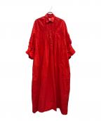 ENFOLDエンフォルド）の古着「TACK SLEEVE SHIRTS DRESS」｜レッド