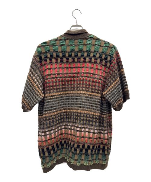 SUPREME（シュプリーム）SUPREME (シュプリーム) Gradient Grid Zip Up Polo ブラウン×レッド サイズ:Mの古着・服飾アイテム