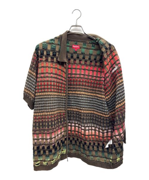 SUPREME（シュプリーム）SUPREME (シュプリーム) Gradient Grid Zip Up Polo ブラウン×レッド サイズ:Mの古着・服飾アイテム