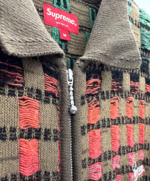 SUPREME（シュプリーム）SUPREME (シュプリーム) Gradient Grid Zip Up Polo ブラウン×レッド サイズ:Mの古着・服飾アイテム
