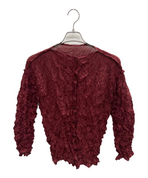 ISSEY MIYAKE me（イッセイ ミヤケ ミー）ISSEY MIYAKE ME (イッセイ ミヤケ ミー) 薄手カーディガン レッド サイズ:FREEの古着・服飾アイテム