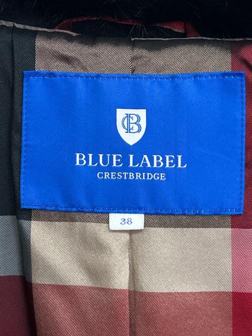 BLUE LABEL CRESTBRIDGE（ブルーレーベルクレストブリッジ）BLUE LABEL CRESTBRIDGE (ブルーレーベルクレストブリッジ) ファー付ステンカラーコート ブラック×レッド サイズ:38の古着・服飾アイテム