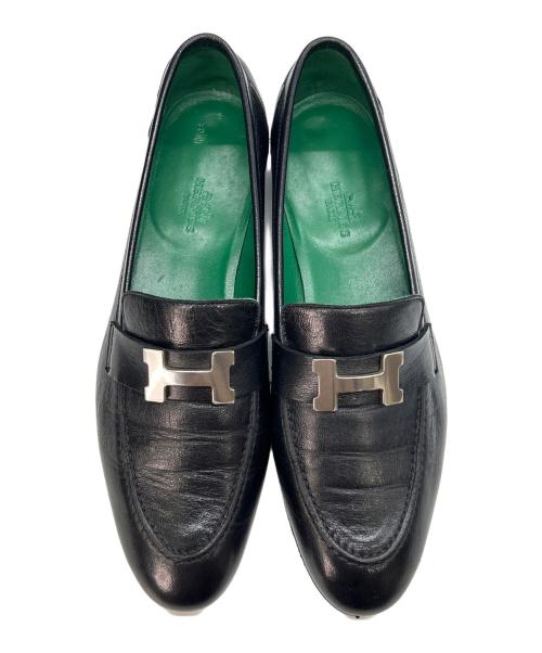 HERMES（エルメス）HERMES (エルメス) ローファー ブラック サイズ:38.1/2の古着・服飾アイテム